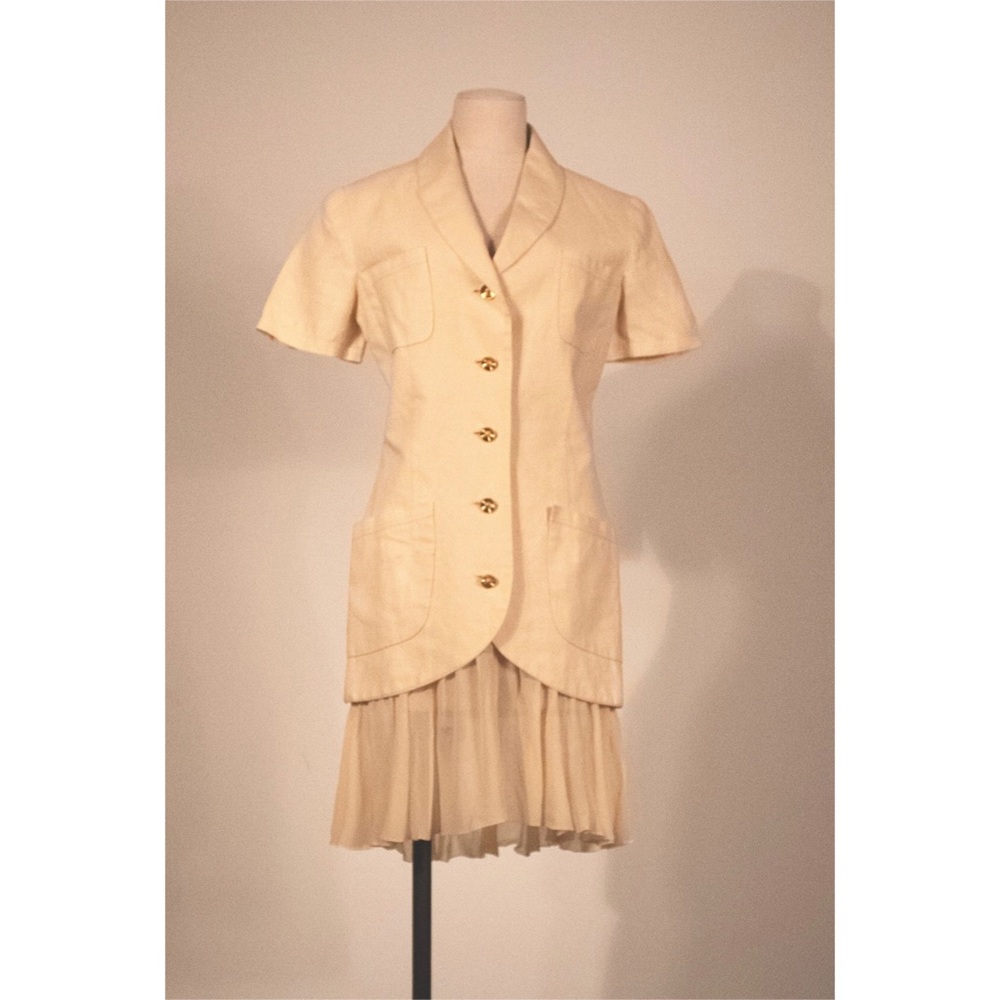 Chanel cream linen skirt suit
